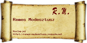 Remes Modesztusz névjegykártya